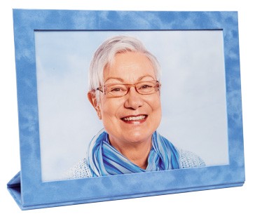 Portafoto Orizzontale – tessuto vellutato azzurro