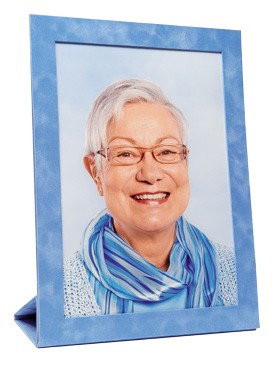 Portafoto Verticale – tessuto vellutato azzurro