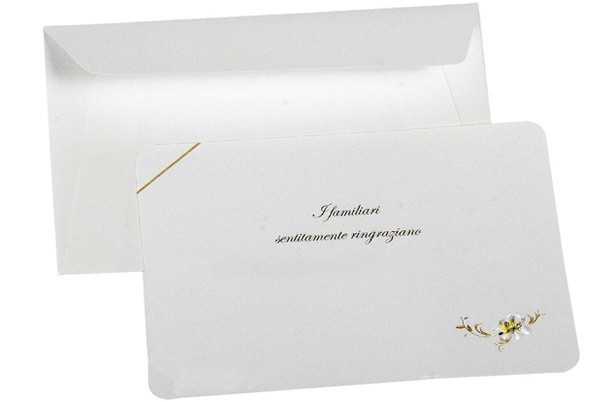 N. 100 biglietti 8,5x13 cm. e n. 100 buste 9x14 cm. in pregiata carta vergata bianca