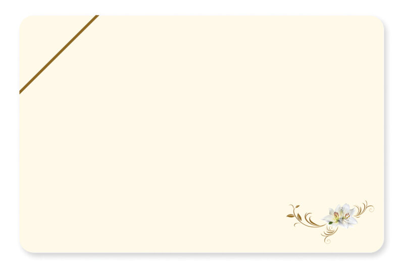 N. 100 biglietti 8,5x13 cm. e n. 100 buste 9x14 cm. avorio luttate oro