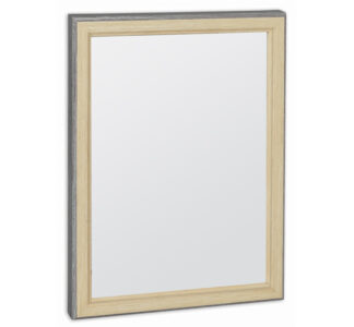 Cornice in plastica colore legno naturale e grigio, con decoro a rilievo e scatola personalizzata in pregiato cartone