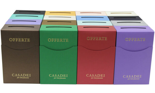Scatola raccolta offerte in pregiato cartone perlescente