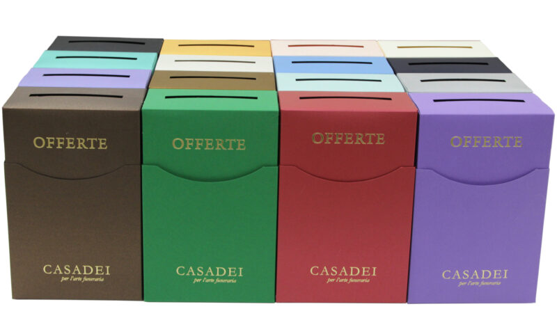 Scatola raccolta offerte in pregiato cartone perlescente