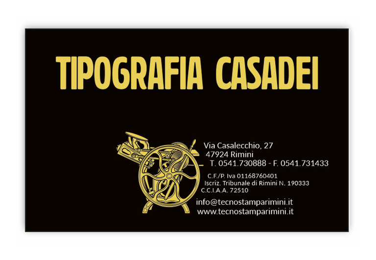 Biglietto da visita 8,5x5,5 cm. - carta 300 gr con stampa a colori su un lato e metallizzato
