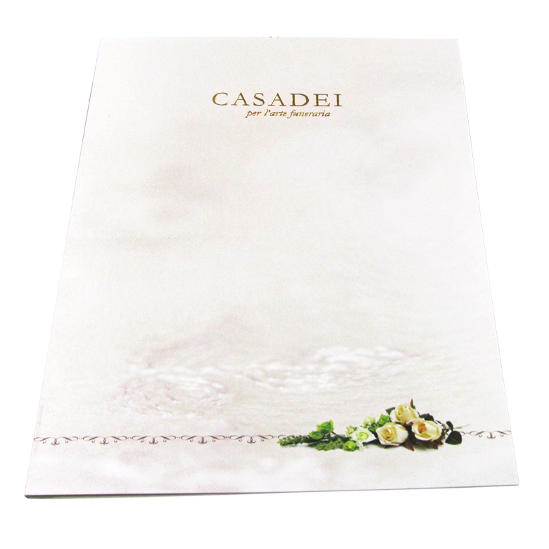 Libro delle condoglianze in pregiato cartone dorè con eleganti stampe