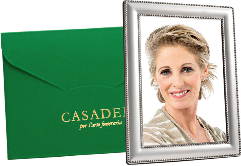 Cornice portafoto in metallo con scatola verde personalizzata